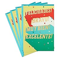 Hallmark Vida Pack of 4 Spanish Congratulations or Graduation Cards (Felicidades)