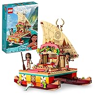 LEGO Disney Princess Moana's Wayfinding Boat Building Toy 43210 Disney Princess Toy Set with Moana and Sina Mini-Dolls, Dolphin Figure, Disney-Inspired Pretend Play Toy for Kids Boys Girls Ages 6+