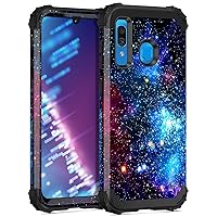 Miqala for Galaxy A20/A30/A50 Case,Shiny in The Dark Three Layer Heavy Duty Shockproof Hard Plastic Bumper +Soft Silicone Rubber Protective Case for Samsung Galaxy A20/A30/A50,Blue Sky