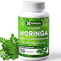 Moringa Capsules| Moringa Oleifera |10,000mg| 150 Capsules| 100% Pure| Non-GMO and Gluten Free Supplement | Complete Green Superfood | Moringa Leaf Extract Powder| Immune System| Energy| Metabolism