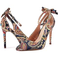 PiePieBuy Women's Pointed Toe High Heels Ankle Strap D'Orsay Pumps Shoes Bow Wedding Bowtie Back Dress Sandals