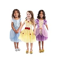 Little Adventures Trio Princess Party Costume Dress Set - Machine Washable Pretend Play (Size Medium Age 3-5)
