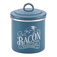 Ayesha Curry Enamel on Steel Bacon Grease Can / Bacon Grease Container - 4 Inch, Blue