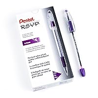 R.S.V.P. Stick Ballpoint Pen, Violet Ink, Fine, 0.70 mm, 12/Pack