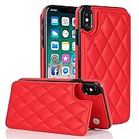 XYX for iPhone Xs Max Wallet Case with Card Holder, RFID Blocking PU Leather Double Magnetic Clasp Back Flip Protective Shockproof Cover 6.5 inch, Red