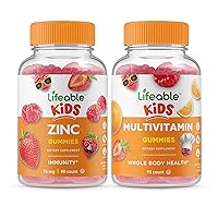 Lifeable Zinc Kids + Multivitamin Kids, Gummies Bundle - Great Tasting, Vitamin Supplement, Gluten Free, GMO Free, Chewable Gummy