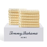 Tommy Bahama- Washcloth Set, Highly Absorbent Cotton Bathroom Decor, Low Linting & Fade Resistant (Northern Pacific Yellow, 12 Piece)