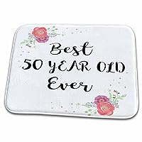 3dRose Floral Best 50 Year Old Ever Pink Flowers Cute 50th... - Bathroom Bath Rug Mats (rug-316155-1)