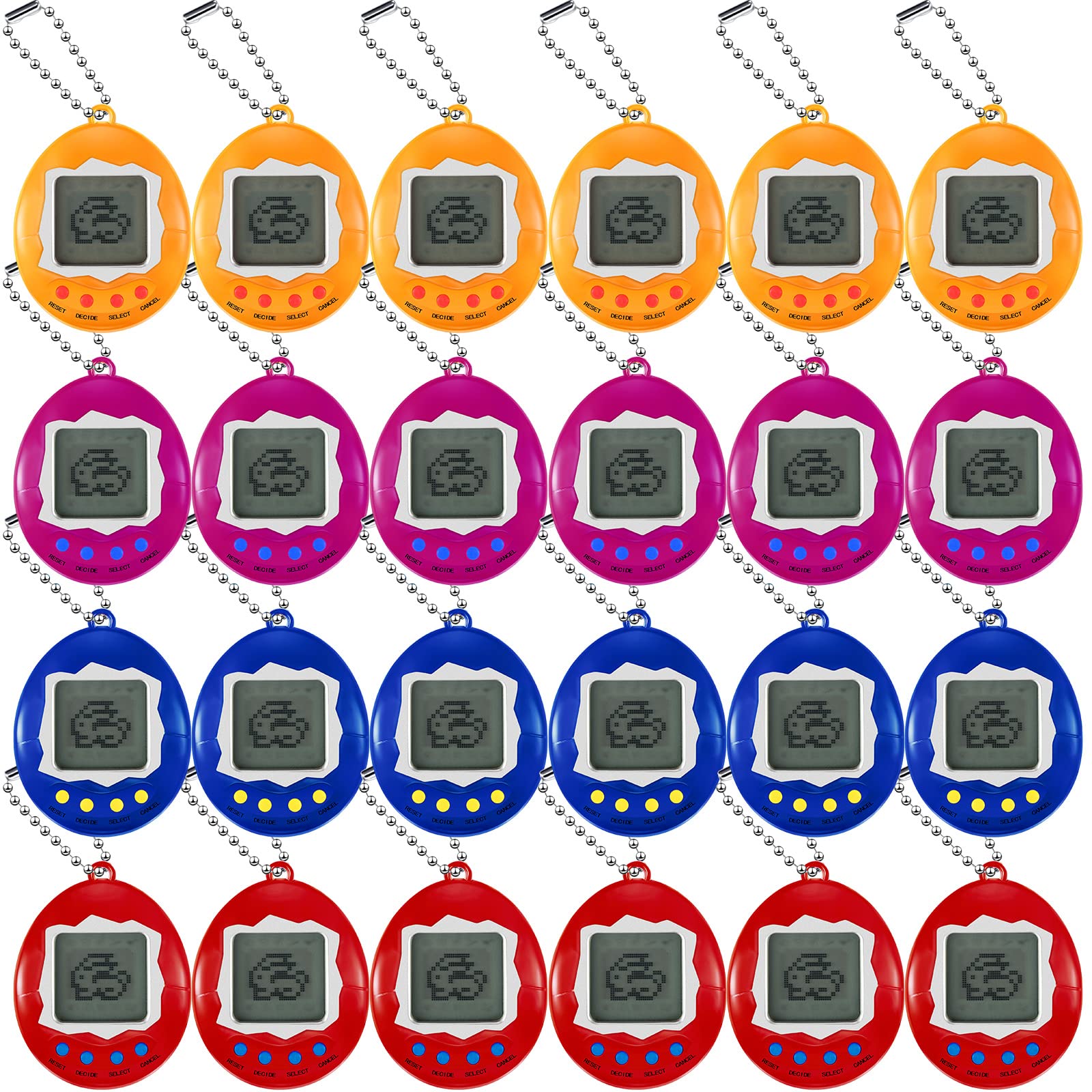 Lewtemi 24 Pieces Virtual Pet Keychains for Kids Electronic Digital Pets 168 Pets Retro Handheld Game Machine Nostalgic 90s Toy for Halloween Christmas
