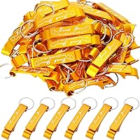 100 Pcs Bottle Opener Keychain Bulk Thank You Wedding Favors for Guests Aluminum Wine Beer Opener Engraved Wedding Guest Gifts for Birthday Party Baby Shower Graduation Souvenirs (Gold)