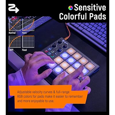  Synido MIDI Pad Beat Maker Machine with 16 RGB Beat Pads with  USB Audio Interface for PC, Music Production, High-Fidelity, Studio Quality  2 Channel XLR Audio Interface Computer Recording : Musical