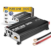 Wagan EL3808 Pure Line Power Inverter 2000 Watt DC 12V to 110V AC Car Pure Sine Wave Power Inverter for Home RV Camping Van Life Off Grid ETL Certified