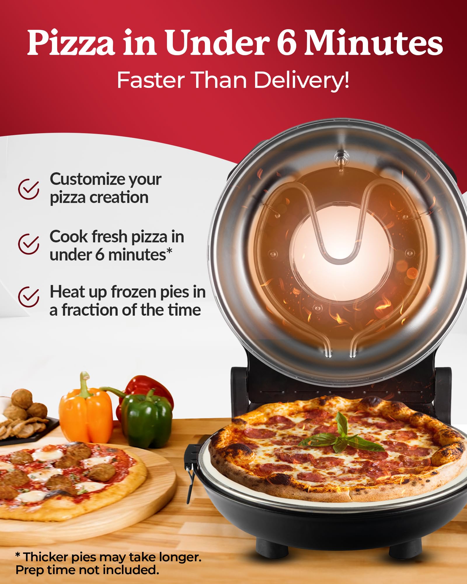 PIEZANO Pizza Oven by Granitestone – All in 1 Pizza Oven Indoor/Outdoor Portable Electric Countertop Pizza Maker Heats up to 800˚F with Pizza Stone to Simulate Brick Oven Taste at Home AS SEEN ON TV