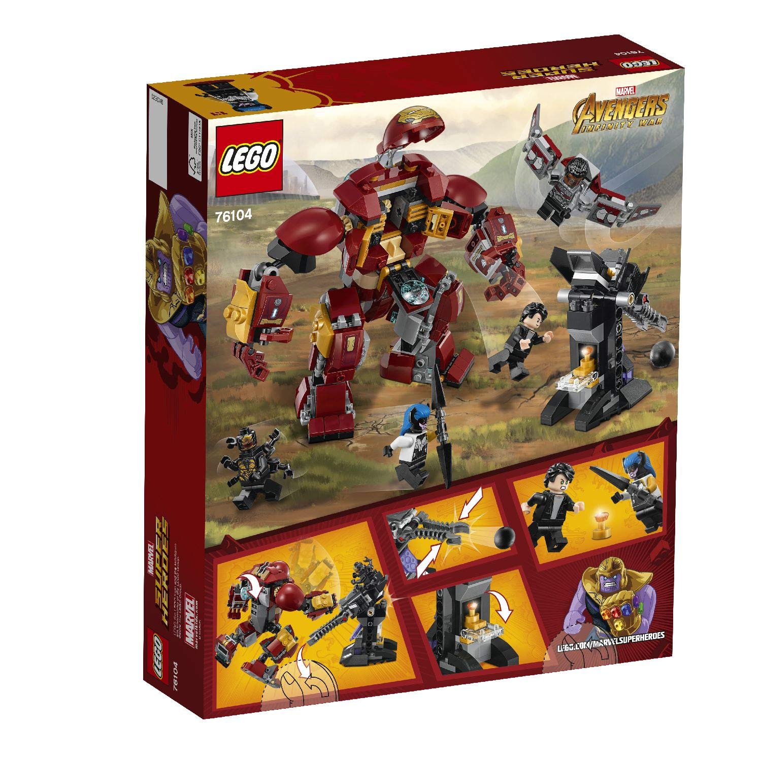Lego 76104 Marvel Avengers The Hulkbuster Smash-Up, Bruce Banner, Falcon, Proxima Midnight & Outrider, Wakanda Defence Playset