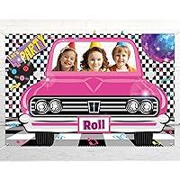 50's Theme Party Decorations Pink Car Photo Prop Backdrop Large Fabric 50's Rock and Roll Selfie Frame Let’s Party Backdrop Background Banner Birthday Party Supplies 50's Party Favors 59x39.4 Inch