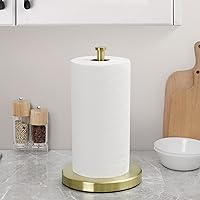 Kitchen Paper Roll Holder Standing Paper Towel Holder with Weighted Base for Standard or Mega Rolls SUS304 Stainless Steel Brushed Gold, KPH202-BZ