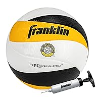 Franklin Sports PVF Real Pro Indoor Game Volleyball - Official Size Professional Indoor Volleyball for Match Play - 12 Panel Microfiber Cover Game Volleyball Ball - Volleyball + Pump with Needle Set