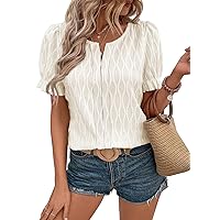 EVALESS Womens Fashion Tops Cute Puff Sleeve Blouses for Women Dressy Casual Spring Summer Clothes Outfits for 2024