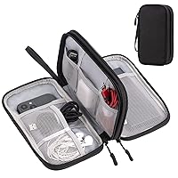 Arae Electronic Organizer, Travel Cable Organizer, Double Layers Portable Waterproof Pouch, Electronic Accessories Storage Case for Cable, Cord, Charger, Phone, Earphone (Black)