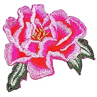 Kleenplus Pink Rose Patch Flowers Love Embroidered Badge Iron On Sew On Emblem for Jackets Shirts Clothes Sticker Arts Decorative Repair