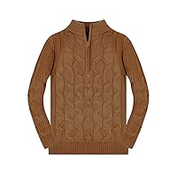 Boys 1/4 Zip Pullover Sweater Long Sleeve Solid Cable Knit Top Fall Winter Jumper 4-14Y