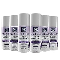 Kiss My Face Liquid Rock Roll-On Deodorant, Lavender, Aluminum Chloralhydrate Free Deodorant For Women And Men, With Added Willow Bark And Mineral Crystal Salts, 3 Oz Roll On, 6 Pack