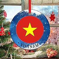 Vietnam Ceramic Christmas Tree Hanging Ornament National Symboy Xmas Tree Ornaments Vietnam Christmas Decorations Patriotic for New Home New Year Gift