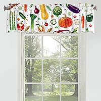 Vegetable Curtain Valance for Windows Healthy Delicious Food Rod Pocket Window Valances Simple Art Cartoon Printed Short Curtains for Kitchen Bathroom54 x 18 inch