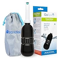 Brondell GS-70BLK GoSpa Essential Portable Bidet for Everyday Use, Camping, Hiking, and Outdoor Activities, Compact and Discreet, Includes Travel Bag, 400mL, Midnight