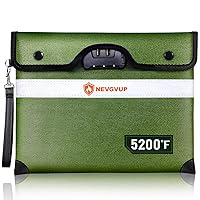 Upgraded 5200°F Fireproof Document Bag with Lock, Fire proof Money Bag for Cash with Zipper/Reflective Strip, 9 Layers of Heat Insulated Materials, Water Resistant Fireproof Bag for Documents,Safe Bag