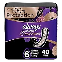 Always Discreet Boutique Incontinence Pads, for Bladder Leaks, Extra Heavy Absorbency, Long Length, 40 CT (Packaging May Vary)
