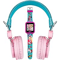 JoJo Siwa Headphone and Smart Watch Combo - Interactive Learning Watch with Games, Pink & Blue Adjustable Headphones, 10 Custom Faces, Gift Set for Girls