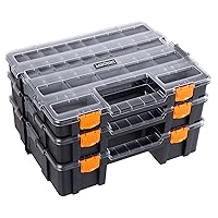 Tool Box Organizer - 3-in-1 Portable Parts Organizer with 52 Customizable Compartments to Store Hardware, Craft Supplies, or Beads by Stalwart (Gray)