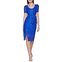 Kensie Women's Midi Lace Dress, Cobalt, 14