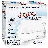 Free & Gentle Unscented Dryer Sheets, 320 ct.(Bulk Discount Available) 203805 160 Count (Pack of 2)