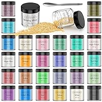 Mica Powder for Epoxy Resin - 30 Colors Pigment Powder Resin Dye, Natural Cosmetic Grade Glitter Colorant Pearlescent Powder for Paint, Soap Making, Nail Polish, Candle Making, Bath Bombs, Slime, 5g