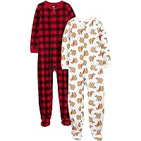 Baby Girls' Holiday Loose-fit Flame Resistant Fleece Footed Pajamas