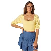 BCBGeneration Women's Slim Fit Poof Sleeve Square Neck Smocked Top