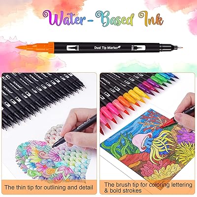 Dual Brush Marker Pens, 120 Colors Art Markers Set with Fine Tip and Brush  Tip for Kids Adult Coloring Book Bullet Journaling Note Taking Planner Hand  Lettering Calligraphy Drawing Art Supplies Kit