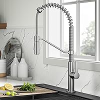 KRAUS Oletto Transitional Commercial Style Pull-Down Single Handle Kitchen Faucet in Spot-Free Stainless Steel, KPF-2633SFS
