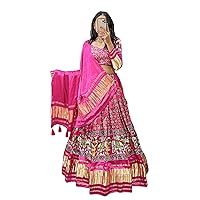 Indian Pure Gaji Silk Lehenga Choli With Digital Print Work Lehenga 6154