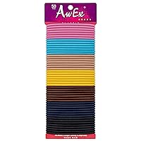 AwEx LARGE Hair Ties for Thick Hair-50 PCS,Mixed Colors,4 mm(0.16 Inch) Thick,170 mm(6.7 inches) Long - No Metal Hair Elastics -Hair Bands for Women -Great for Curly,Wavy Hair