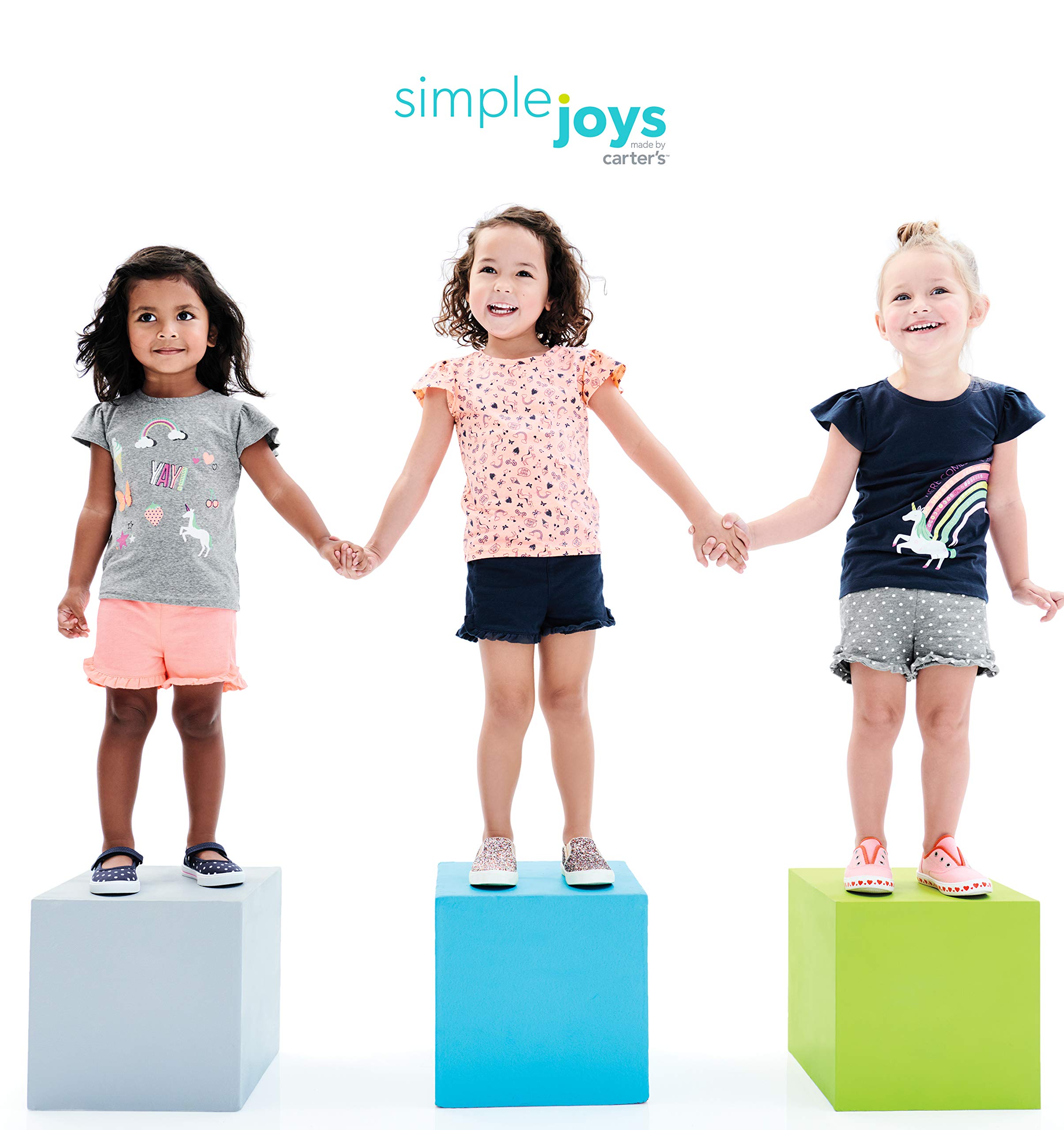 Simple Joys by Carter's Babies, Toddlers, and Girls' Short-Sleeve Shirts, Multipacks