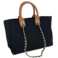 Tote Bag for Women Canvas Handbag Removable Chains Shoulder Bag Daily Essentials Casual Work Bag Stylish Satchel Canvas Purse