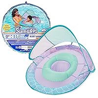 Swimways Baby Spring Float, Baby Pool Float with Canopy & UPF Protection, Swimming Pool Accessories for Kids 9-24 Months, Mermaid