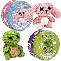 Cookie Box Crochet Kits for Beginners - Bunny Lola and Tutle Hugo - Bundle