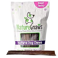 Nature Gnaws - Beef Jerky Chews for Large Dogs - Premium Natural Beef Gullet Sticks - Simple Single Ingredient Tasty Dog Chew Treats - Rawhide Free 9-10 Inch