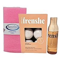 Being Frenshe Cashmere Vanilla Hair, Body and Linen Mist and Milk Bath Bomb and Tesadorz Exfoliating Towel Bundle
