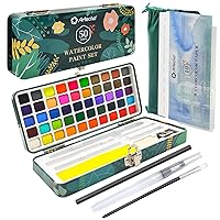 Artecho Watercolor Paint Set 50 Colors, Water Colors Paint Adult Set with Watercolor Papers and Brushes, Ideal for Adults, Artists and Hobbyists