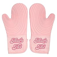 That's HOT Pink Oven Mitt Set, Heat Resistant Pot Holders Featuring Non-Slip Textured Silicone Grips, 2-Piece Set, Pink